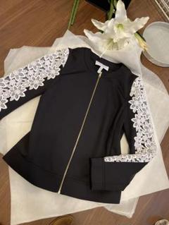 ESCADA 袖お花パーカー34 ネイビー