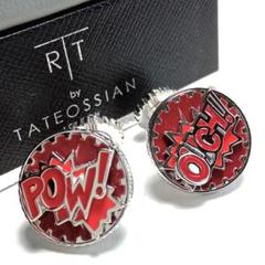 tac74 限定品 タテオシアン カフリンクス オーバルガラス ピンク×シルバー tac90 タテオシアン カフリンクス シルバー×レッド POW!OUCH
