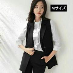 韓国 薄手 婦人服 ブラック トップス ベスト ロング