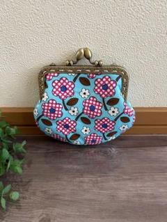 ハンドメイド　コインケース　花柄×水玉