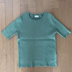 【美品】any FAM 半袖リブニット M グリーン