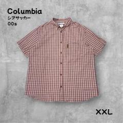 Columbia シアサッカーシャツ XXL チェック柄 半袖シャツ 00s