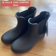 crocs - クロックス crocs レインブーツ ロング丈 ネイビー W8