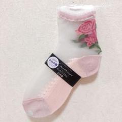 シルク混 靴下 くつした レディース シースルー レース 春 夏 刺繍 ソックス