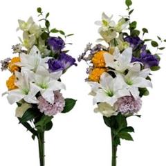 お墓用造花仏花 全長58cm 一対2本 新品未使用リアル供花 仏壇