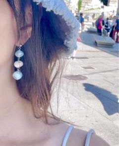 ピアス ブルー パール マルタガラス バレッタガラス  イムディーナガラス ピアス ブルー パール マルタガラス バレッタガラス