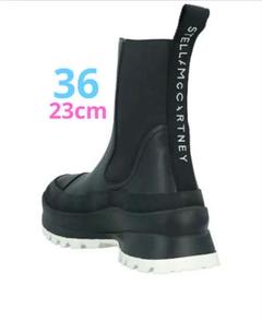 ☀雨強☔️36サイズ23cmステラマッカートニートレースチェルシーブーツブラック