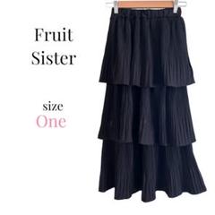 FruitSister【One】ティアードロングスカート 無地 シンプルブラック