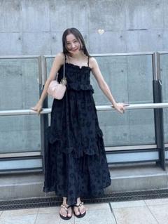 新品未使用　スナイデル　カットジャガードボリュームキャミワンピース 美品】SNIDEL カットジャガードボリュームキャミワンピース BLK