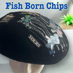Fish Born Chips フィッシュボーンチップス　ベレー帽　希少　美品 Fish Born Chips フィッシュボーンチップス ベレー帽 希少 美品