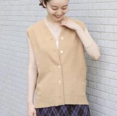 IENA　コットンリネンVネックベスト　ブラック 美品☆IENAコットンリネンVネックベスト ブラック ニット イエナ