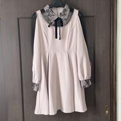 ロジータ 配色レース衿ワンピース ピンク