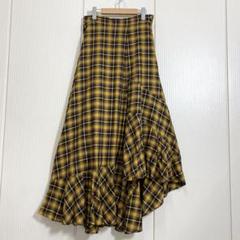 VERMEIL par iena チェックアシンメトリー ロングフレアスカート