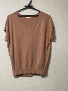 GU 半袖Vニット　ピンクブラウン