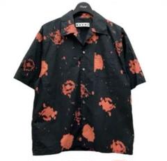 MARNI　 総柄 半袖シャツ レッド ブラック サイズ：46