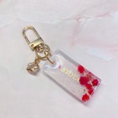 フラワー ネームタグ キーホルダー snowman 赤 レッド 推し活