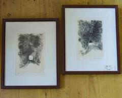川崎智子 ＞銅版画 額装品2点「into…Ⅰ」「into…Ⅱ」各50部