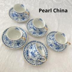 pearl - PEARL 青花柄 ティーカップセット ヨーロッパ コーヒーカップ アンティーク NARUMI 青と白の花柄ティーカップセット｜Yahoo!フリマ（旧