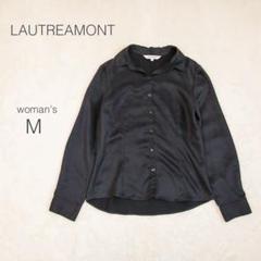 ローテレアモン シャツ 長袖 黒 開襟 とろみ 綺麗め レトロ 春秋【M】