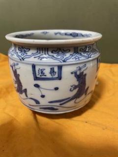 374『染付 赤壁賦 鉢』　　/骨董品 古美術 古玩 アンティーク 374『染付 赤壁賦 鉢』/骨董品 古美術 古玩 アンティーク