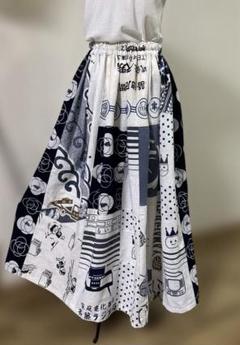 浴衣リメイクスカート【涼】綿 ハンドメイド 和柄 手ぬぐい 浴衣リメイクスカート【風】綿 手ぬぐい ハンドメイド パッチ