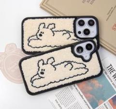 クマデザイン iPhone13ケース クリーム色