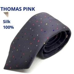 THOMAS PINK ネクタイ　グレー　ペイントドット柄　シルク100%