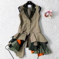 極美品 sacai サカイ Suiting Mix Dress 再構築ワンピース