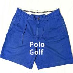 激レア　90s ポロゴルフ　青 タックショートパンツ　チノショーツ　ポロチノ