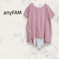 エニファム anyFAM ボーダーカットソー 半袖 シフォン 異素材MIX 綿
