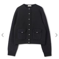 ボールジィパールトリミングカシミヤシルク混カーディガン黒M