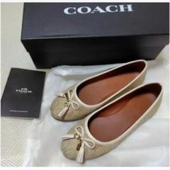 美品】COACHコーチ シグネチャー パンプス フラットシューズ