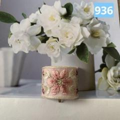 New✨インド刺繍リボン　ポニーフック　ピンクのお花