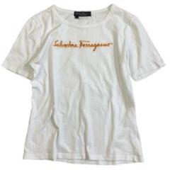 セール【フェラガモ】ブランドロゴデザインTシャツ★送料関税込 サルヴァトーレフェラガモ 半袖Tシャツ 刺繍ロゴ 黒 ピチT Y2K