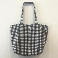 【少々難あり☆お買得】　黒白ギンガムチェック　トートバッグ
