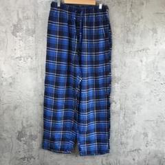 yz11古着　チェックパンツ　パジャマパンツ　紺　青　白　90s Y2K
