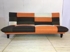 パッチワーク布張りソファー ファブリックソファベッド orange系 新品