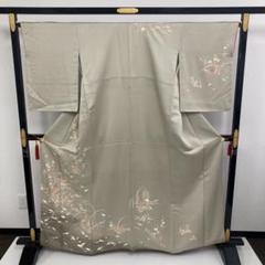 金駒刺繍 友禅 裄67 花柄 紋無し 付下げ 訪問着 正絹 T-6563 金駒刺繍 友禅 裄67 花柄 紋無し 付下げ 訪問着 正絹 T-6563