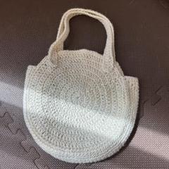 ハンドメイド　バッグ　麻ヒモ　ホワイト