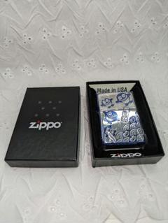 クジラッキー Zippo A柄(ブルー×シルバー) | Zippoオンライン