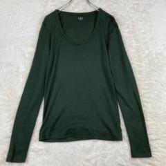 ラウンドネック 長袖Tシャツ カットソー M グリーン USA製 34-46