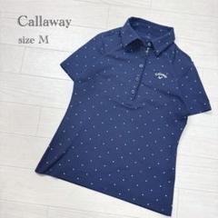 Callaway ゴルフウェア　半袖ポロシャツ　ドット柄　ネイビー　刺繍ロゴ　M