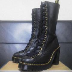 Dr.Martens CAREY UK4 黒 厚底 サイドジップ ロングブーツ