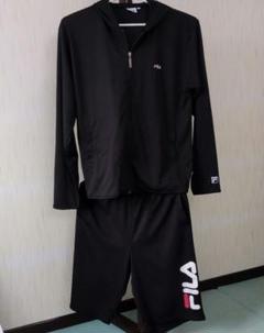 FILA フード付きジャケットとショートパンツセット ブラック　サイズLL