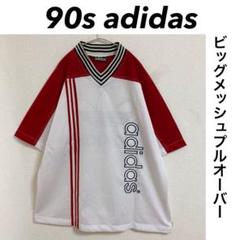 90年代 adidas ビッグメッシュプルオーバーTシャツ 切替デザイン