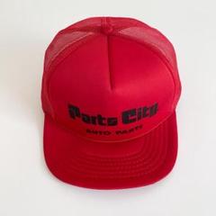 海外古着 企業 プリント メッシュキャップ トラッカー 帽子 レッド