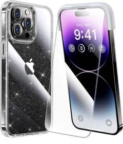 ☆iPhone14 pro max フィルム付きケース 全面保護セット ラメ