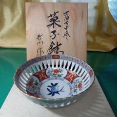 江戸中期　古伊万里色絵草花柄鉢　骨董品　アンティーク　菓子器 古伊万里 金彩 大鉢 [草花文雲図] 色絵 鉢 丸皿 取り皿 飾り皿