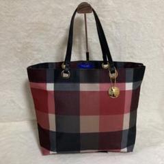 極美品 ブルーレーベルクレストブリッジ トートバッグ チェック 軽量