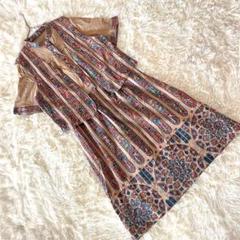《デリス/DELICE》ワンピース ベスト付き 総柄 レトロ 古着 エスニック調